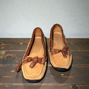 Vintage L.L. Bean Women's RARE Tan Leather Suede Moccasin Style Loafers